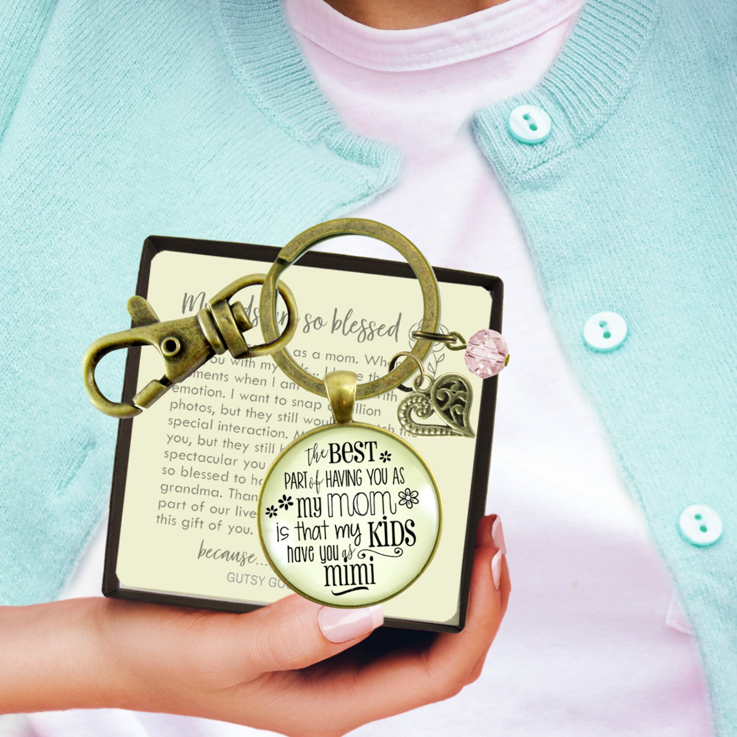 Mimi Keychain Best Part You as Mom Kids Grandma Adult Jewelry Gift Daughter