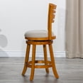 thumbnail image 3 of Cfowner 24" Counter Height Slat Back Swivel Stool, Natural Finish, Beige Fabric Seat, 3 of 6