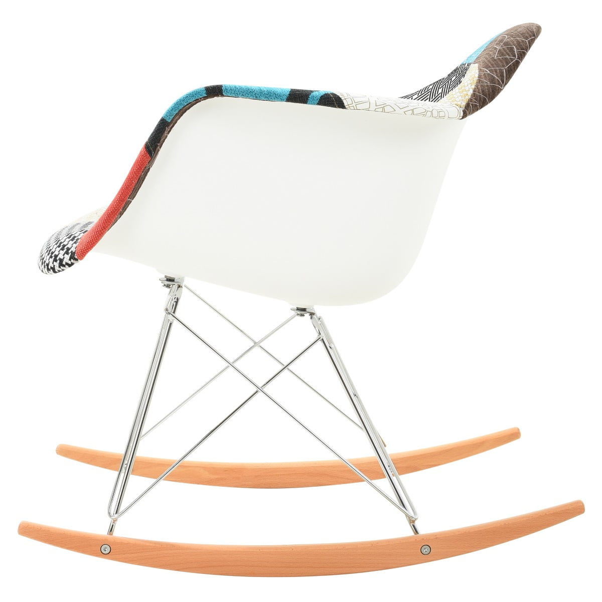 LeisureMod Modern Upholstered Twill Fabric Eiffel Rocking Chair – Small Nursery Accent Glider with Wood Rocker Legs for Kids, Nursery, or Living Room
