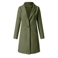 thumbnail image 3 of qucoqpe Women's 2023 Fall Winter Classic Lapel Long Sleeve Buttoned Long Jacket Coat on Clearance, 3 of 5
