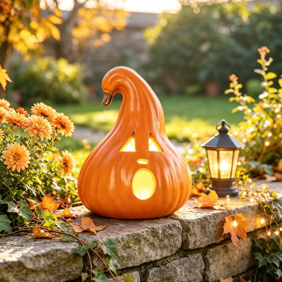 iHomeGarden 12 Inch Light-Up Jack-O'-Lantern - Halloween Pumpkin Lights For Party & Home Décor Indoor/Outdoor