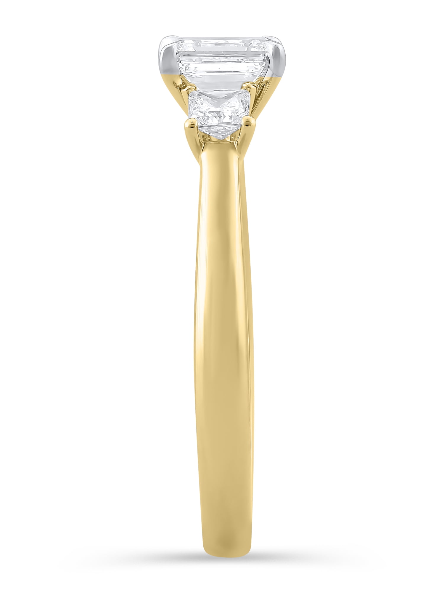 Brilliance Fine Jewelry 1 Carat T.W. Lab Grown Diamond Women 3 Stone Ring in 14KT Gold Plated Silver