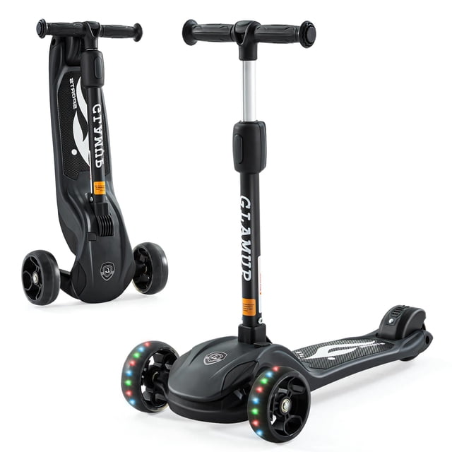 GLAMUP Trottinette à Pousser Guidon Réglable à Hauteur Réglable Trottinette pour Enfants 3 Roues avec Lumières DEL Convient aux Enfants de 2 Ans