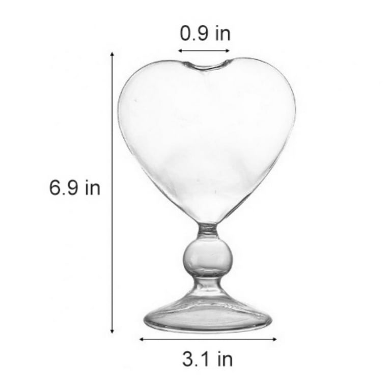 2 Pcs Cocktail Glasses Unique Wine Glasses Heart-shaped Romantic Juice  Glasses Glassware with Straws