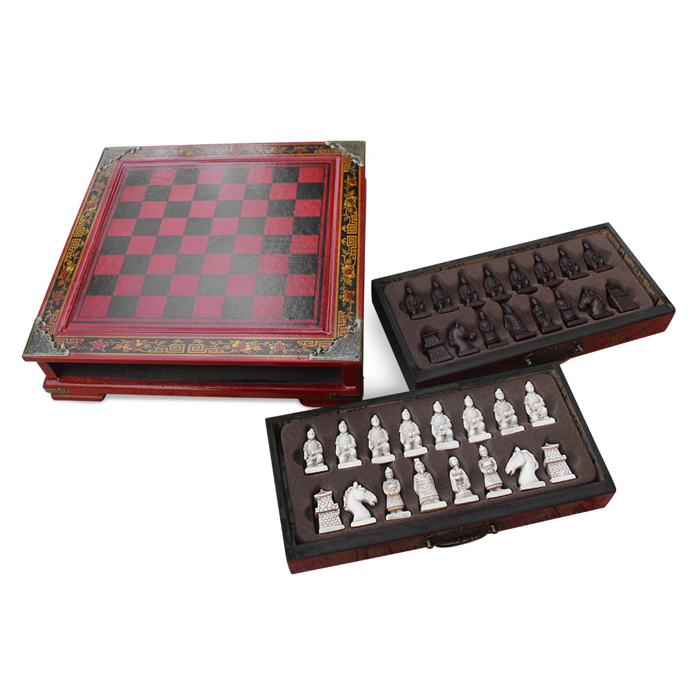 32PCS Wooden Carved Chess Pieces Hand Crafted Set Large 82mm King Size Toys 