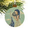 thumbnail image 2 of Aquarius Water-Bearer Zodiac Horoscope Wood Christmas Tree Holiday Ornament, 2 of 6