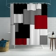 thumbnail image 2 of LFEEY Red and Black Plaid Shower Curtain, Waterproof Fabric Machine Washable Polyester with Hooks, 72x78 Inches, 2 of 5