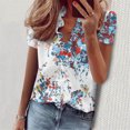 thumbnail image 2 of Camisas estampadas de verano Blusas para mujer Manga corta Cuello en V Tops fruncidos Camisas Camisas sueltas de manga larga para mujer OAVQHLG3B Store lin121212, 2 of 4