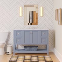 KBC Lakeshore 48" Wood Bathroom Vanity w/ Engineered Carrara Stone - Powder Blue