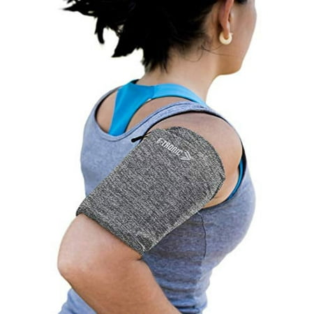 E Tronic Edge Phone Armband Sleeve: Running Sports Arm Band Holder Pouch Case for Exercise Workout Compatible with iPhone 5S SE 6 6S 7 8 X Plus iPod Android Samsung Galaxy S5 S6 S7 S8 Gray Medium