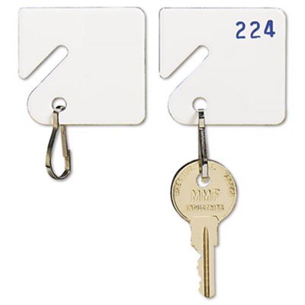 Slotted Rack Key Tags, Plastic, 1.5 x 1.5, White,