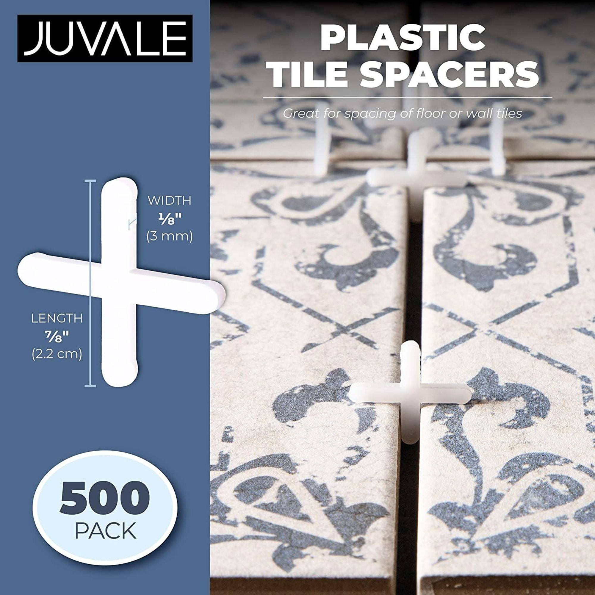 Juvale 3mm Ceramic Wall and Floor Plastic Tile Spacers Tile Leveling Tools, White 200pcs