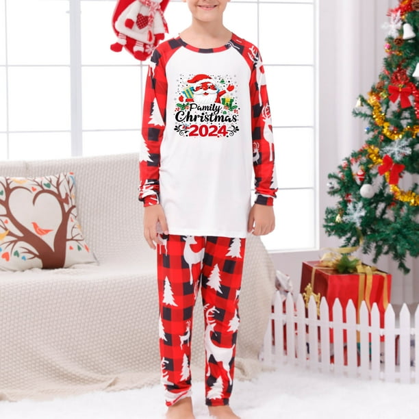 Penkiiy Family Christmas Pajamas Matching Sets Lounge Home Pjs Long Sleeve Shirts and Plaid Pants Xmas Holiday Pajama Outfits 5 Years Multicolor
