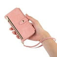 thumbnail image 3 of Crossbody Wallet Case for iPhone 7 / 8 / SE 2020 / SE 2022 with RFID Blocking Card Slot Holder, Magnetic Flip Folio Purse Case, PU Leather Zipper Handbag with Detachable Lanyard Strap Case,Pink, 3 of 9