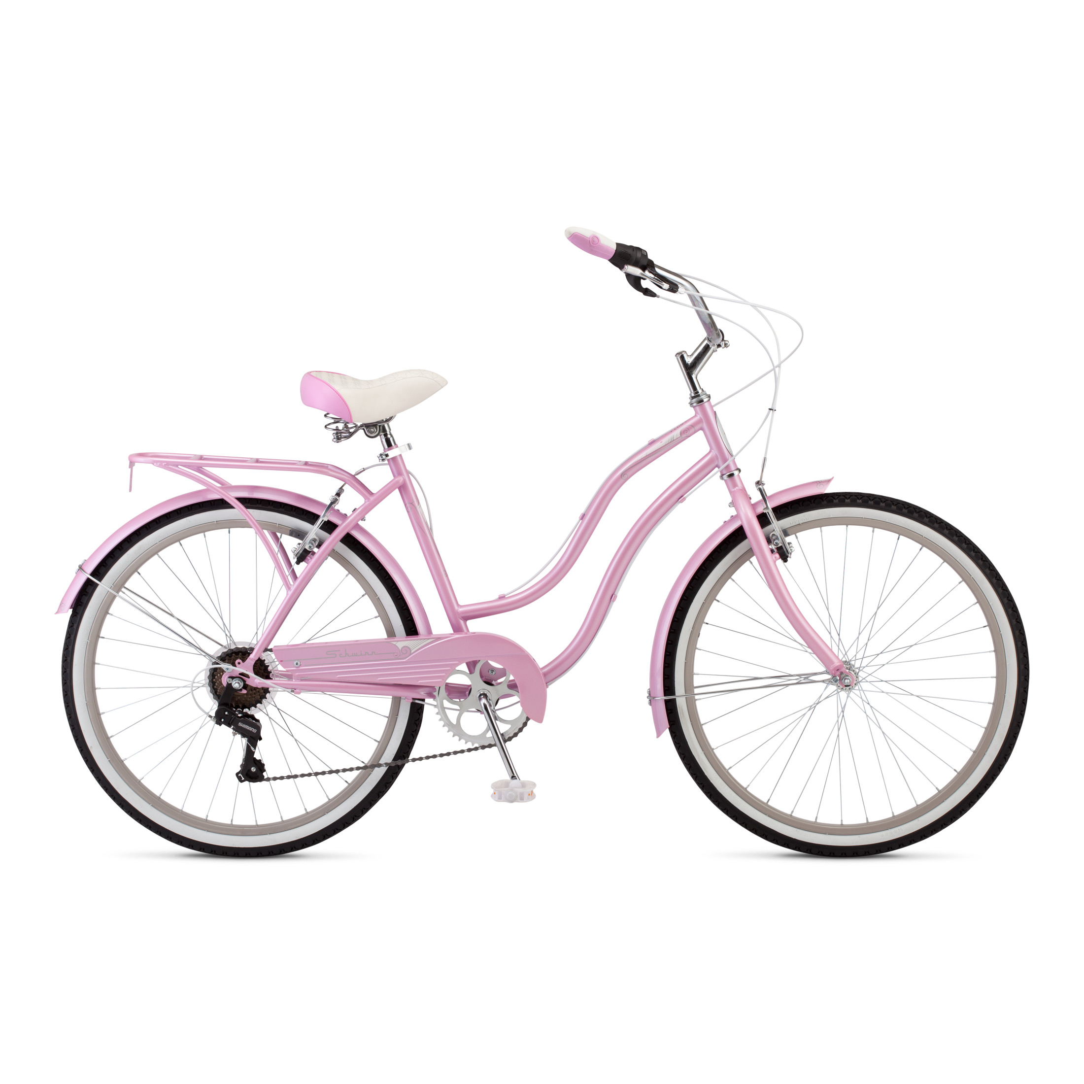 Schwinn Perla Cruiser Bike, 26-Inch Wheel, 7 Speeds, Pink