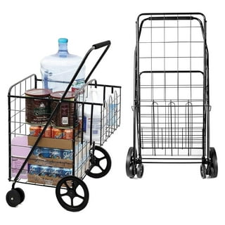 Folding Steel Grocery Cart w/ Double Basket, Swivel Wheels, 220lb Cap –  Best Choice Products