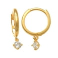 thumbnail image 2 of Anygolds 14K Real Solid Gold Round CZ Drop Dangle Hoop Huggie Earring Hinged Piercing - MOT49157-CZY Yellow Gold, 2 of 3