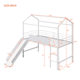 thumbnail image 3 of Tcbosik Twin Size House Shaped Loft Bed with Slide and Blackboard, Metal Bed Frame with Ladder and Guardrail for Small Space, Easy Assembly, White, 3 of 10