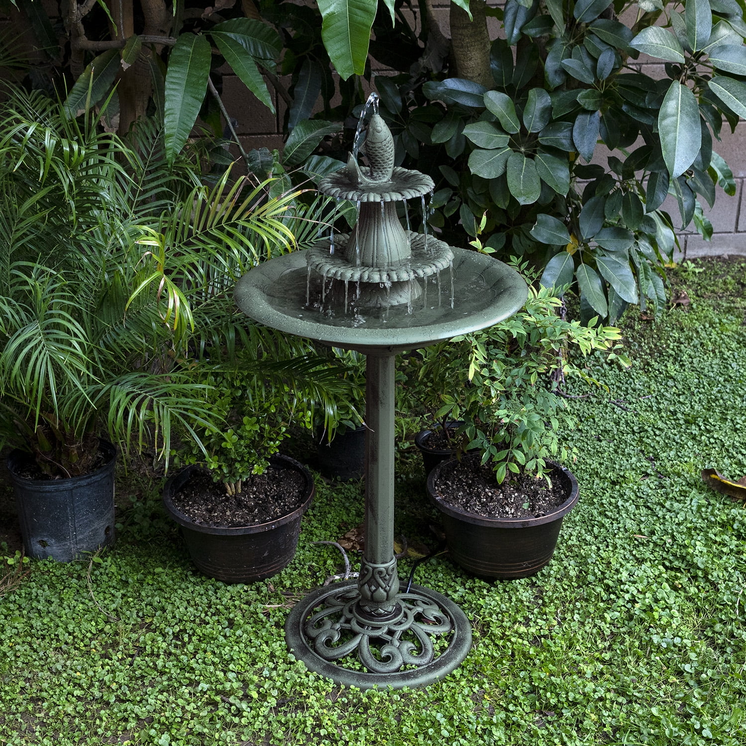 3-Tier Outdoor Patio Yard Bird Decor Pedestal Water Fountain Features w/ Pump US 