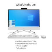 HP 22-df0003w 21.5 FHD Celeron G5900T 3.2GHz Intel UHD Graphics 610 4GB RAM 256GB SSD Win 10 Home أو أعلى أبيض