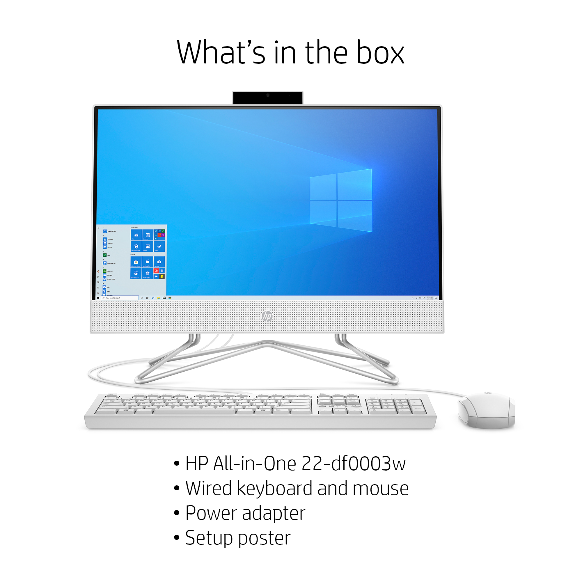 HP All-in-One Desktop 22", Intel Celeron G5900T, 4GB RAM, 256GB SSD, White, Windows 11 Home, 22-df0003w - image 2 of 10