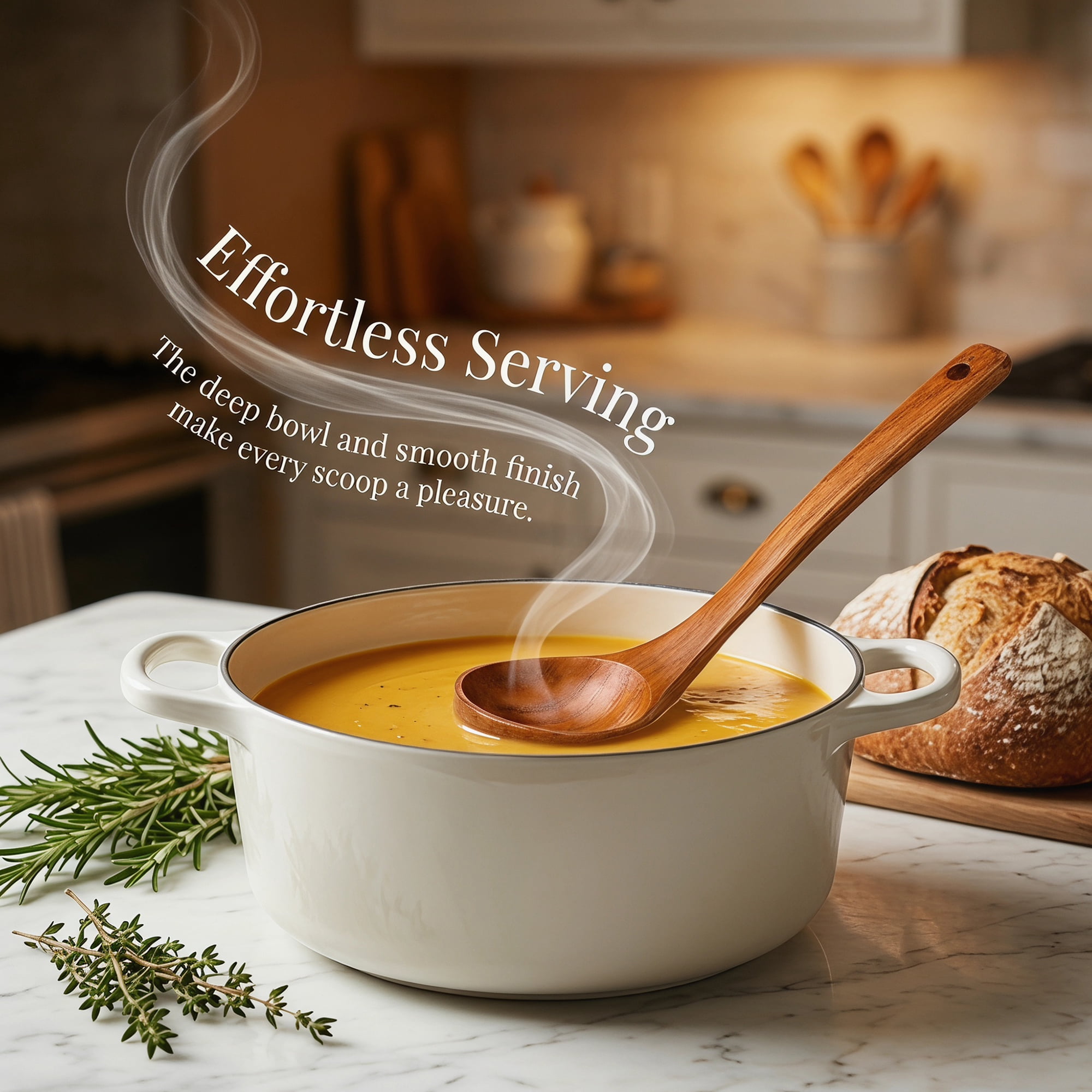 Unique Bargains Heat Resistant Kitchen Utensil Wooden Cooking Soup Spoon E 11"x3"