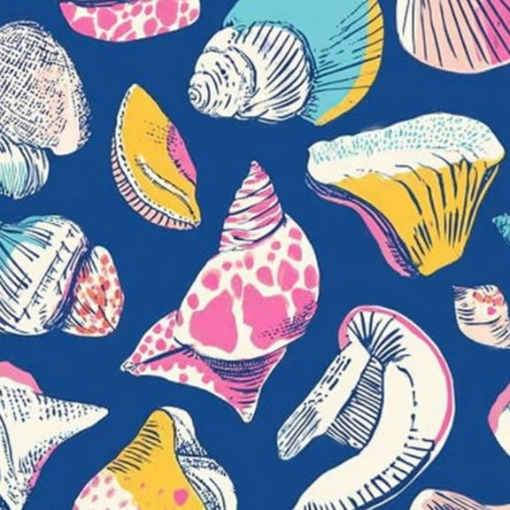 Coastal Peel and Stick Wallpaper 23.6in x 9.8ft Colorful Shell Blue Vibrant Artistic Style Contact Paper Vinyl Self-Adhesive Removable Wall Paper for Bedroom Kitchen Cabinet Décor Renter Friendly