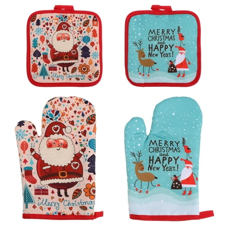 

NICEXMAS 2 Sets of Christmas Style Microwave Heat Insulation Polyester Mittens Set