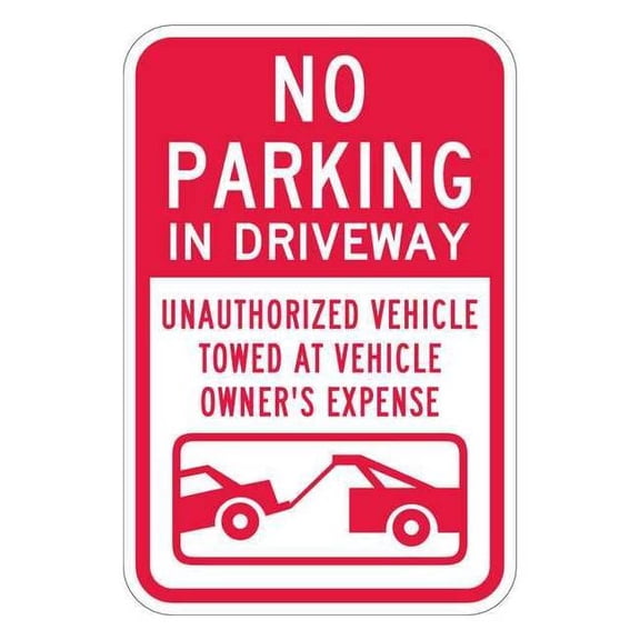 Lyle Driveway No Parking Sign,18" x 12, T1-1068-EG_12x18 T1-1068-EG_12x18