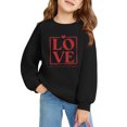 thumbnail image 3 of Tao Tao Valentine's Day Sweatshirt For Children Boys Girls Love Heart Graphic Prints Round Neck Long Sleeve Shirt Casual Comfortable Pullover Tops Black 3 Years, 3 of 3