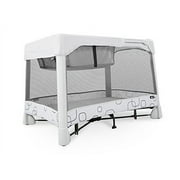 4moms Breeze Classic Easy Open 2-Panel Baby Play Yard with Removable Bassinet, Light Grey