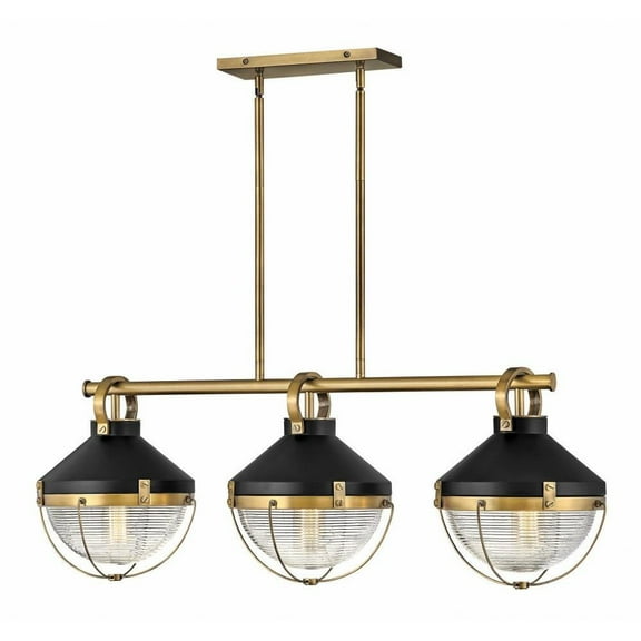 3 Light Linear Chandelier in Coastal-Industrial Style 42 inches Wide By 14.25 inches High-Heritage Brass Finish Bailey Street Home 81-Bel-3335651