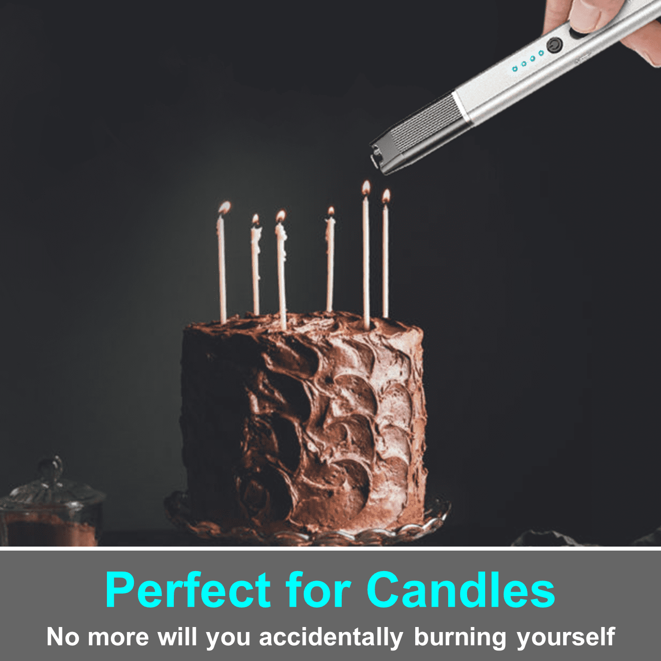Electric Lighter - USB Rechargeable Candle lighter, Windproof Flameless Plasma Arc Lighter for BBQ Grill, Camping, Stove, 7.5" Long Stick Lighter,Silver