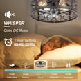 thumbnail image 5 of Caged Ceiling Fan with Light, 20" Ceiling Fan with Lights and Remote Flush Mount, Bladeless Caged Ceiling Fans with Lights, Matte Black Rustic Fan for Bedroom, Kitchen, Dining Room, 5 of 8