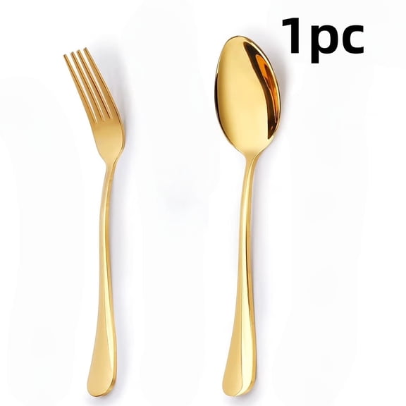 Homlyo Gold Silverware Set, 1 Piece Stainless Steel Flatware Cutlery Set for 1, Mirror Finish & Dishwasher Safe