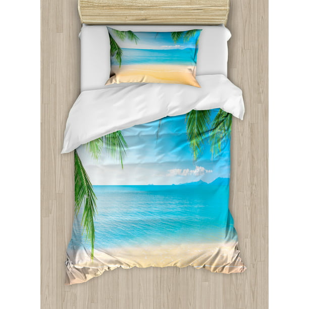 Beach Duvet Cover Set Twin Size Exotic, Twin Size Beach Bedding