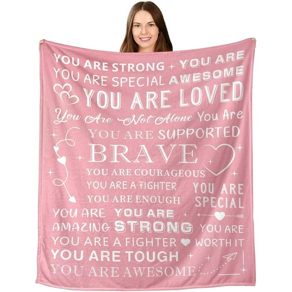 Gifts for College Girls, Inspirational Blankets for Women, Pink Gifts for Women, Pink Christmas Throw Blanket for Women, Motivational Gifts for Friends Women, to My Badass Daughter Blanket 50x60