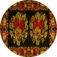 thumbnail image 1 of Ahgly Company Machine Washable Indoor Round Medallion Yellow French Area Rugs, 5' Round, 1 of 4