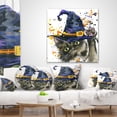 thumbnail image 4 of Designart Halloween Cat and Witch Hat - Contemporary Animal Throw Pillow - 18x18, 4 of 5