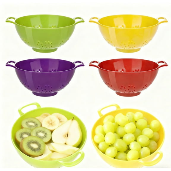 4 Pack 7.48" Plastic Mini Colander - Small Food Strainer for Berries, Grapes & Small Produce, Dishwasher Safe