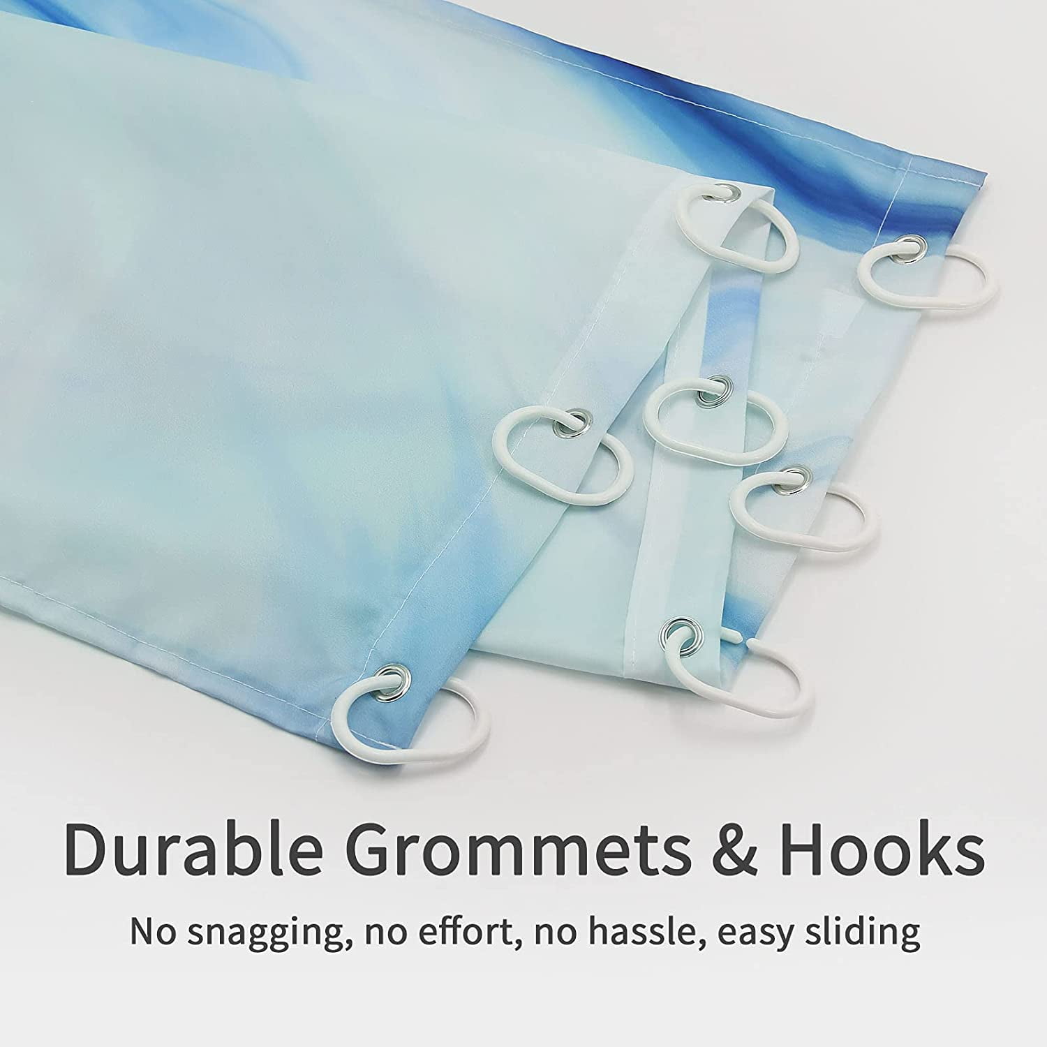 Blue Marble Shower Curtain Set, Royal Blue Ombre Fabric Shower Curtain for Bathroom Decor, Modern Abstract Standard Shower Curtain, Luxury Washable Liquid Wave Shower Curtain, 72 x 72