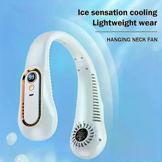 1pc, Bladeless Hanging Neck Fan, Portable USB Rechargeable Cooler Fan With 5 Wind Speeds And Digital Display, Super Technology & Bladeless Design For