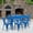 Blue, variant on Emma + Oliver Commercial Rectangular Yellow Metal Indoor-Outdoor Table Set-6 Stack Chairs