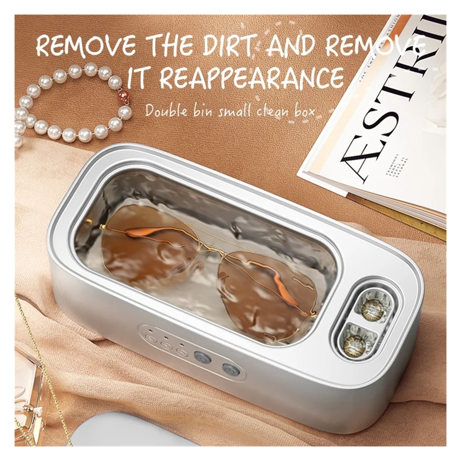 Ultrasonic Cleaning Machine High Frequency Cleaner Double Bin Vibration Cleaning Jewelry Household