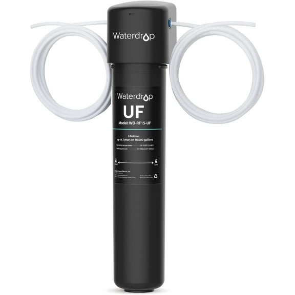 Waterdrop 15UC-UF Water Filter System, 0.01 μm Ultra Filtration for Baçtёria Reduction, NSF/ANSI 42 Certified, 1/4 inch Direct Connect to Refrigerators and Ice Makers, 16K Gallons Capacity, USA Tech