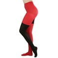 thumbnail image 6 of ToBeInStyle Women's Red & Black Mismatch Pantyhose - Red/Black - One Size, 6 of 7