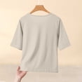 thumbnail image 6 of KyCheLot Womens Plus Size T-Shirts Solid Color Round Neck 1/2 Length Sleeve Tops Summer Beach Vacation T-Shirts, 6 of 7