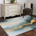 thumbnail image 4 of Teal Golden Marble Large Area Rugs for Bedroom Living Room, Soft Non Slip Carpet Bedside Rug, Modern Abstract Art Ink Painted Rectangular Floor Cover Kitchen Accent Rug 4'x6' for Dining Room/Office, 4 of 9