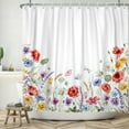 thumbnail image 4 of MIZHONA Spring Floral Shower Curtain Watercolor Flowers Plants Fabric Bathroom Curtain 72x72 in, 4 of 4