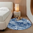 thumbnail image 2 of Navy Blue Coastal Round Area Rug 8Ft Washable Large Circle Rugs for Living Room Dorm, Summer Beach Nautical Starfish Coral Vintage Non-Slip Carpet Floor Mats Indoor Outdoor Carpet Runner Home Decor, 2 of 8